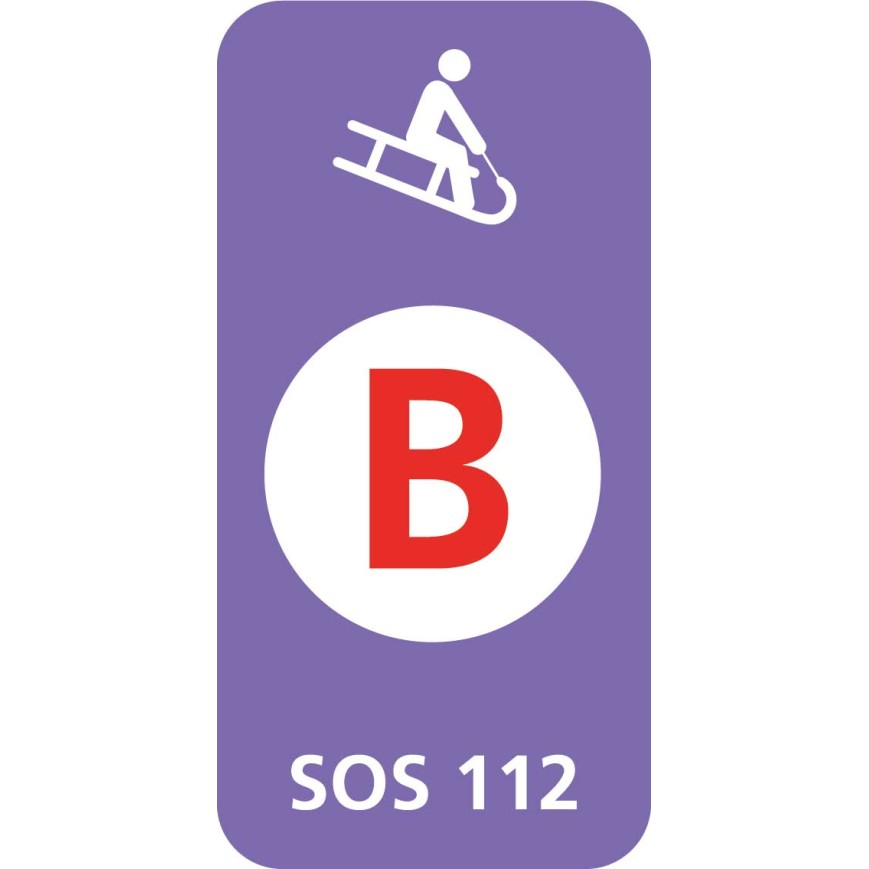 8664 D Schlitteltafel mit Piste rot (SOS 112)