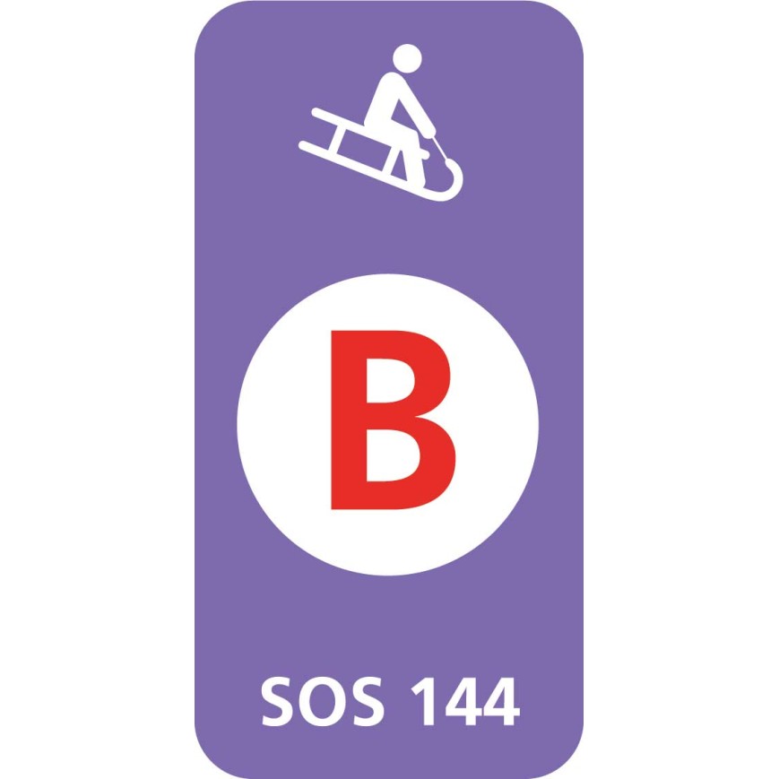 8664 D Schlitteltafel mit Piste rot (SOS 144)