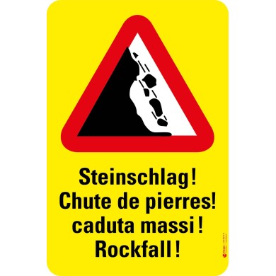 7016 A Gefahrentafel Steinschlag
