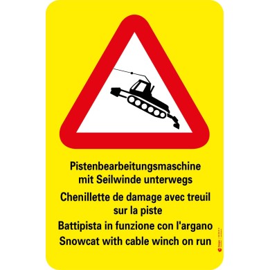 7006 A Gefahrentafel Pistenfahrzeug mit Seilwinde