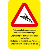 7006 A Gefahrentafel Pistenfahrzeug mit Seilwinde