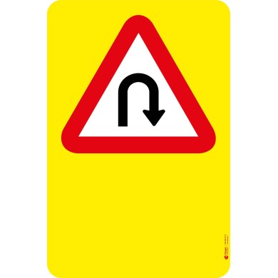 7014 S Gefahrenkleber U-turn rechts