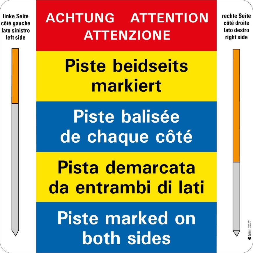 7410 A Warntafel Piste beidseitig markiert