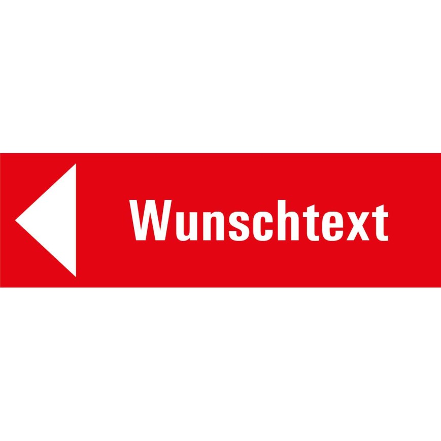 7702 S Richtungspfeil links rot mit Text