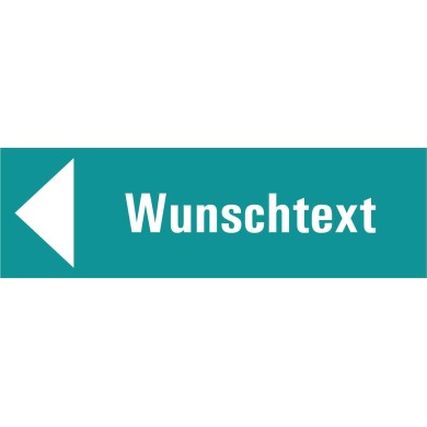 7702 S Richtungspfeil links türkis mit Text