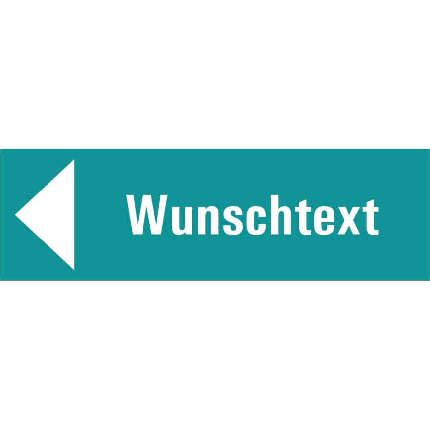 7702 S Richtungspfeil links türkis mit Text